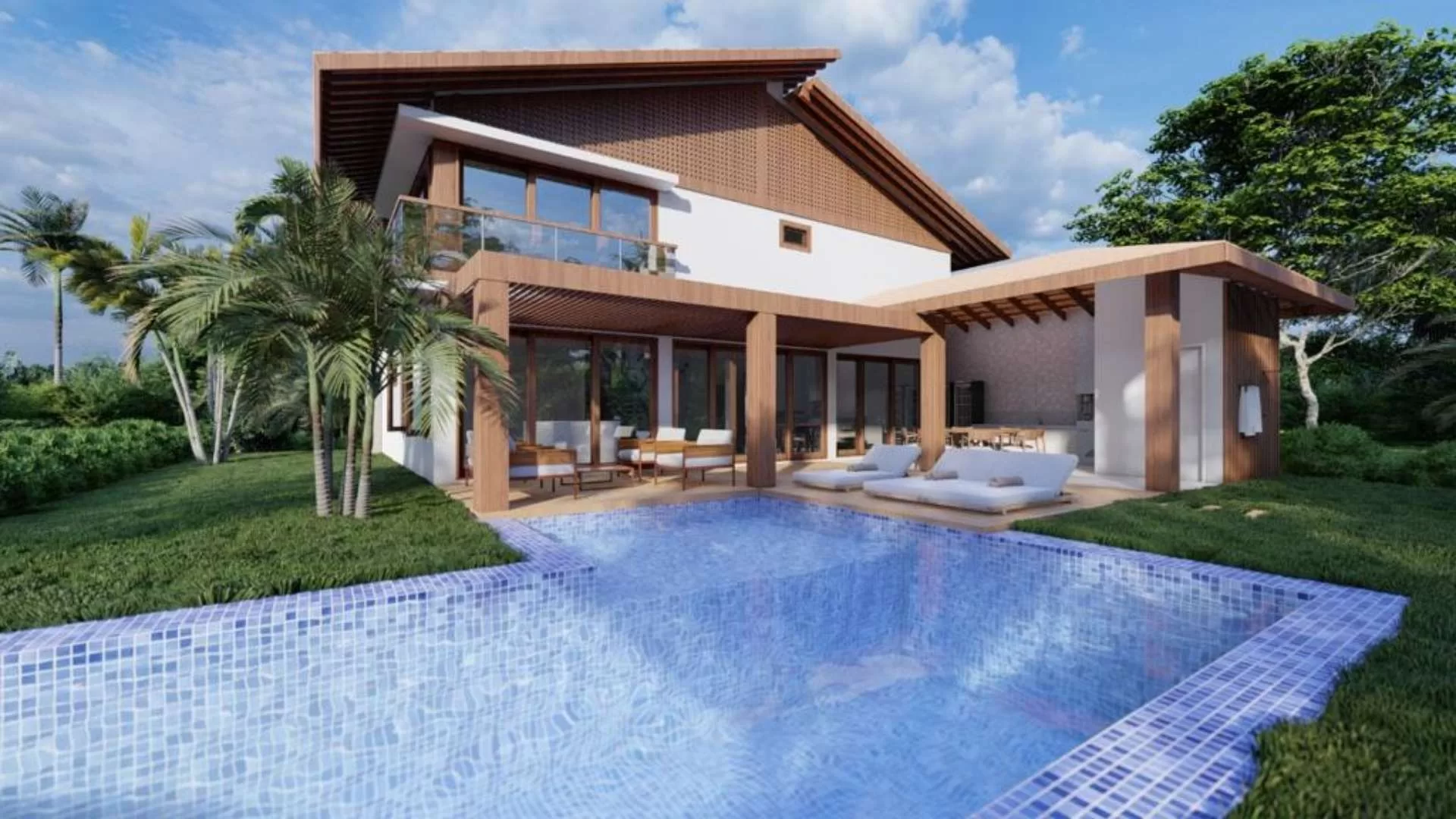 Moradia moderna com piscina ao ar livre