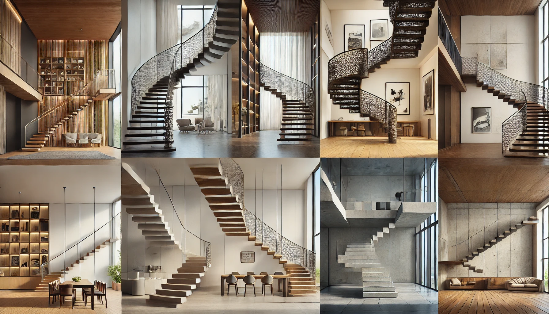 Escadarias modernas em interiores minimalistas.